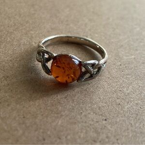 Amber Stone on Sterling Silver Ring